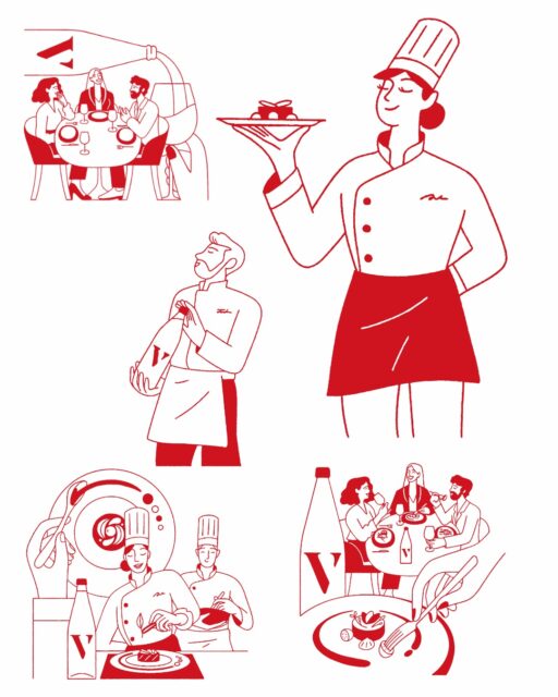 Un parti-pris fort : mettre en lumière les équipes et toute la chaîne humaine du restaurant.
.
Pour affirmer son soutien inconditionnel aux professionnels de la gastronomie en valorisant leurs savoir-faire et leur métier, @vittel_fr lance une collection inédite de trois étiquettes. 
.
Sur chaque bouteille, un hommage est ainsi rendu à l’ensemble de la brigade, en cuisine comme en salle : la sommellerie, les chef.fes et le service, trait d’union entre les fourneaux et la table, sont racontés en image. 
.
Ces visuels sont le fruit d’une réflexion collective fidèle à la marque mais aussi à l’esprit d’équipe de la restauration. 
L’objectif était clair : créer de nouvelles étiquettes qui illustrent l’attachement de la marque aux professionnels de la gastronomie. Un travail de fond a été mené pendant près d’un an associant équipes internes, agences créatives et forces commerciales, dans la ligne de la marque : « Être une source de positif pour celles et ceux qui font vivre la gastronomie au quotidien et permettent ces moments positifs à table. » 
.
À travers cette initiative, Vittel affirme son rôle de partenaire des métiers de la restauration, avançant main dans la main avec les équipes mises ainsi à l’honneur.
.
Des visuels créés avec les agences créatives Logic Design (branding & packaging) et WhoWhyWhat (stratégie) pour Vittel. 
.
#lecoeurdeschefs #eaumineralenaturelle #vittel #etiquette #gastronomie