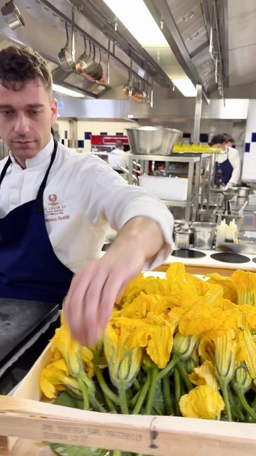 Mise en place au restaurant @lelouisxvmonaco 
Juste comme ça, en passant une tête, on vient voir ce qui se passe en cuisine. 
.
Pendant que le chef @emmanuel_pilon est au marché, @andrew.karapanos travaille le thon et @francescopierattini est sur les fleurs de courgettes. On descend embrasser le trio en pâtisserie, @micheli.sandro @mattia_gonzatto et Jérémy (le roi incontesté du soufflé, on en a encore eu la preuve au Grill @hoteldeparismc !)
.
Enfin, (nous étions alors fin mai, quelques jours avant le Grand prix de Monaco) @julienviale nous explique comment l’équipe métamorphose complètement la salle et la terrasse en un temps chrono pour s’adapter à l’événement. C’est beau de voir des équipes à fond, impliquées jusqu’à la moelle. 
.
#lecoeurdeschefs #immersion #gastronomie #louisxv #alainducasse